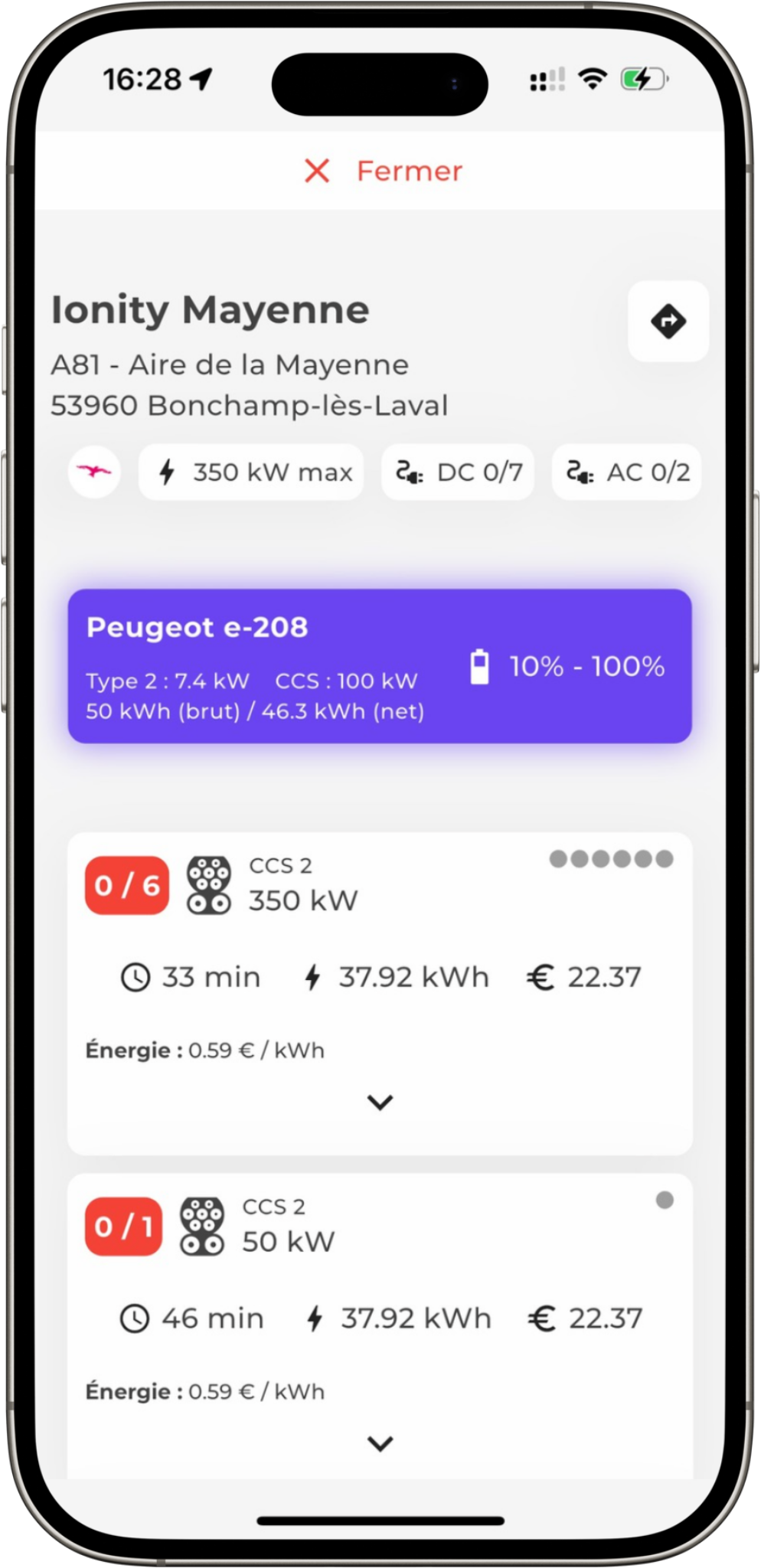Interface points de charge